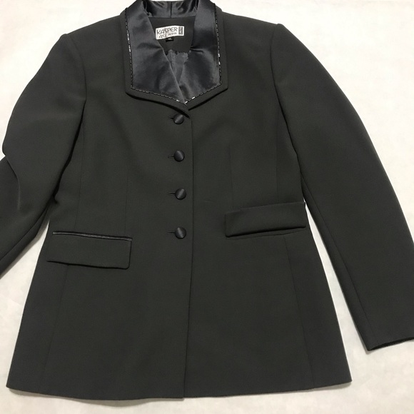 Kasper ASL Petite Gray Single Breasted Lined Blazer Jacket Business Wear Sz 8P - Picture 5 of 13